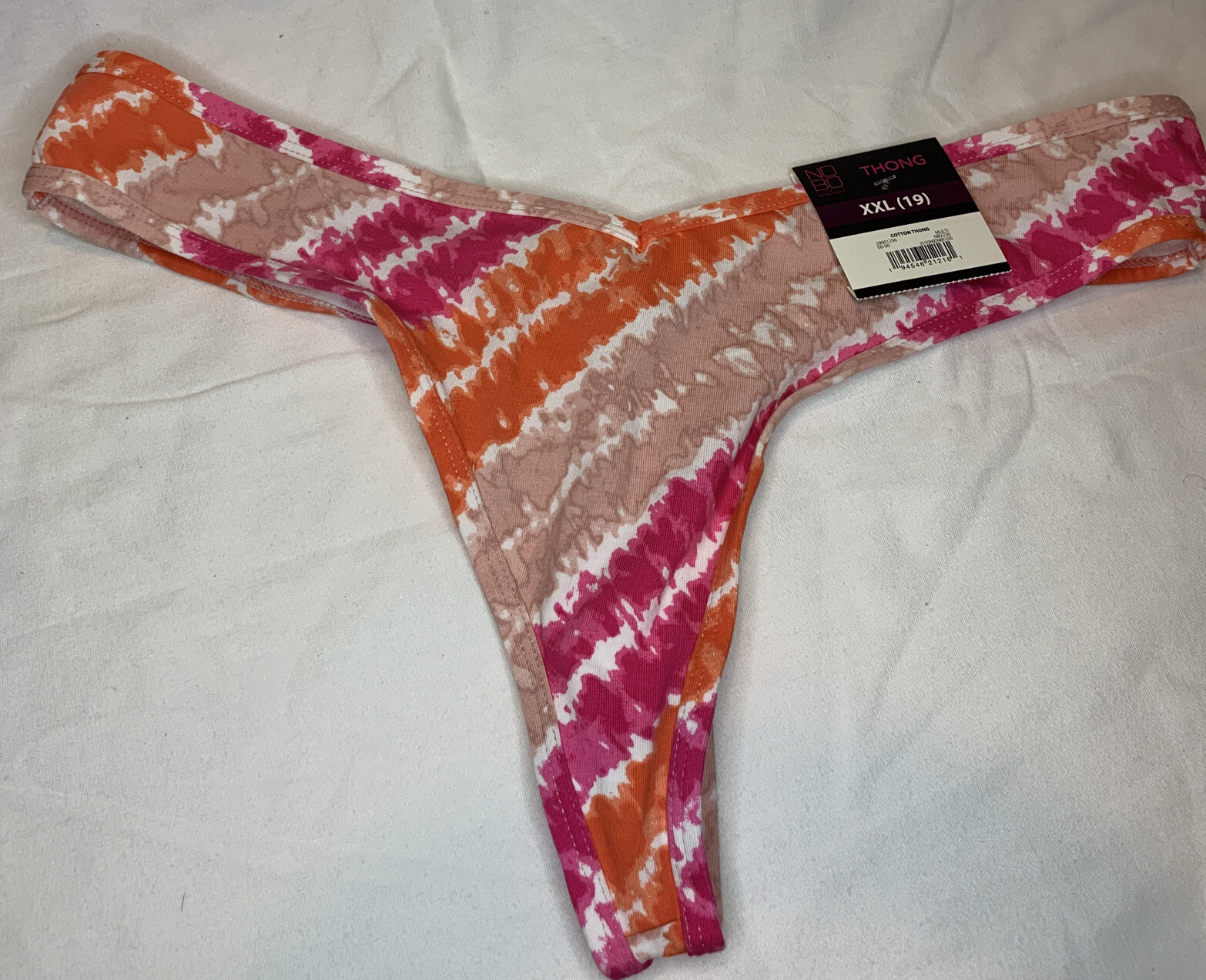 No Boundaries Cotton Thong Size XXL (19) Multi-Color Orange and Pink Tie-dye