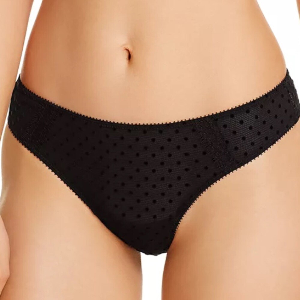 JASON WU FLOCKED DOT THONG BLACK MEDIUM NWT