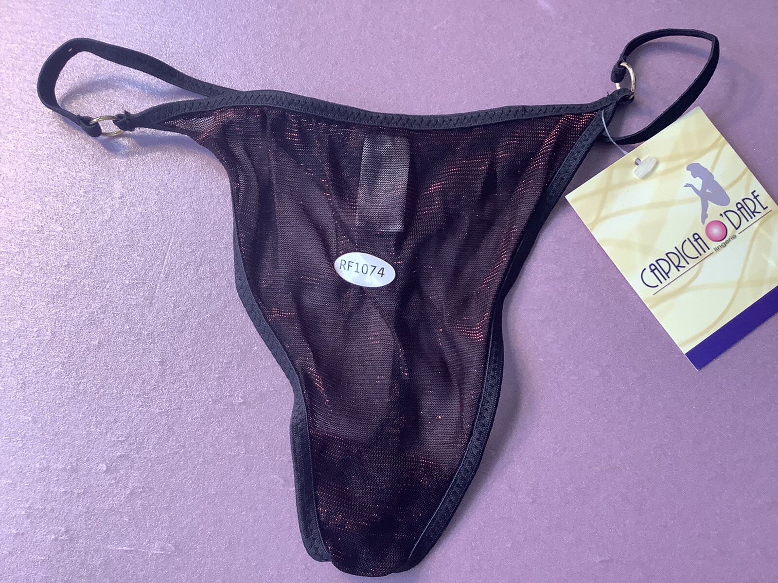 Women Panties Thongs CAPRICIA O’DARE size L/7 Large Red Gauze Metallic Myanmar