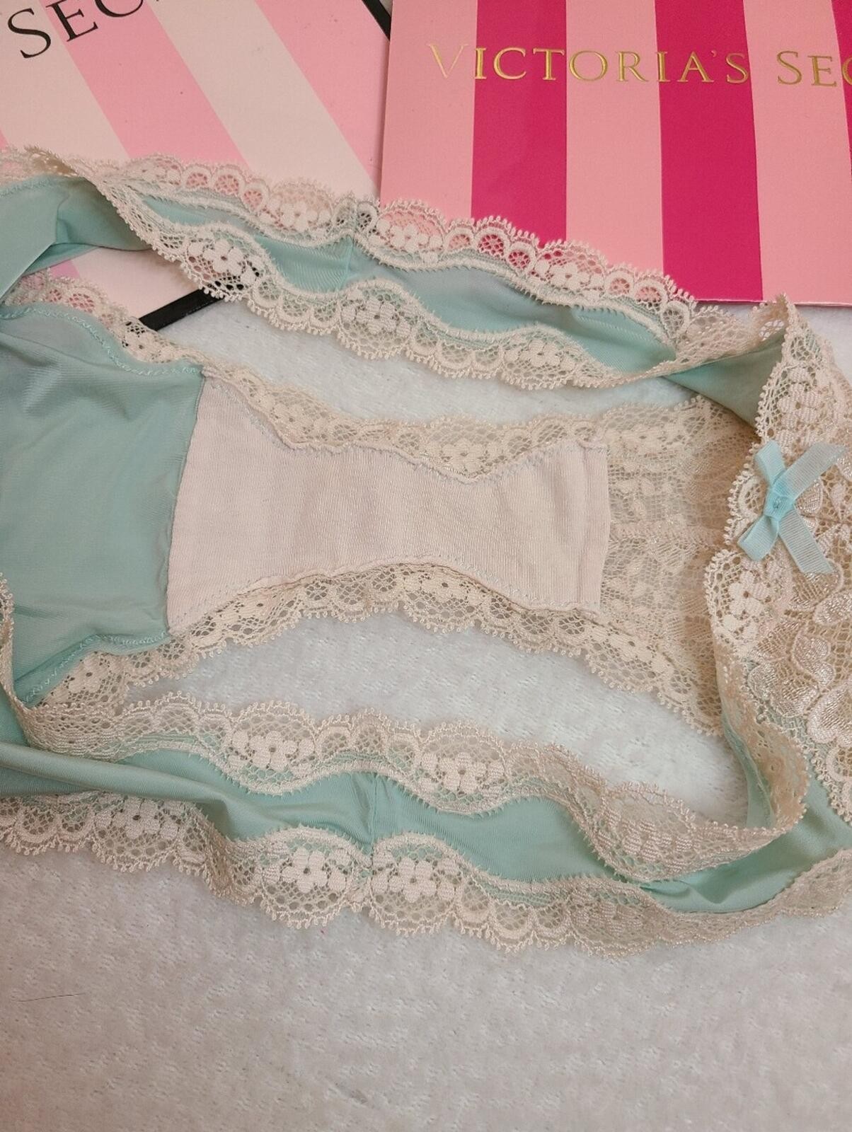 Y2K VS Dream Angels Silky Nylon Shimmer Lace Cheekini Panty Size M