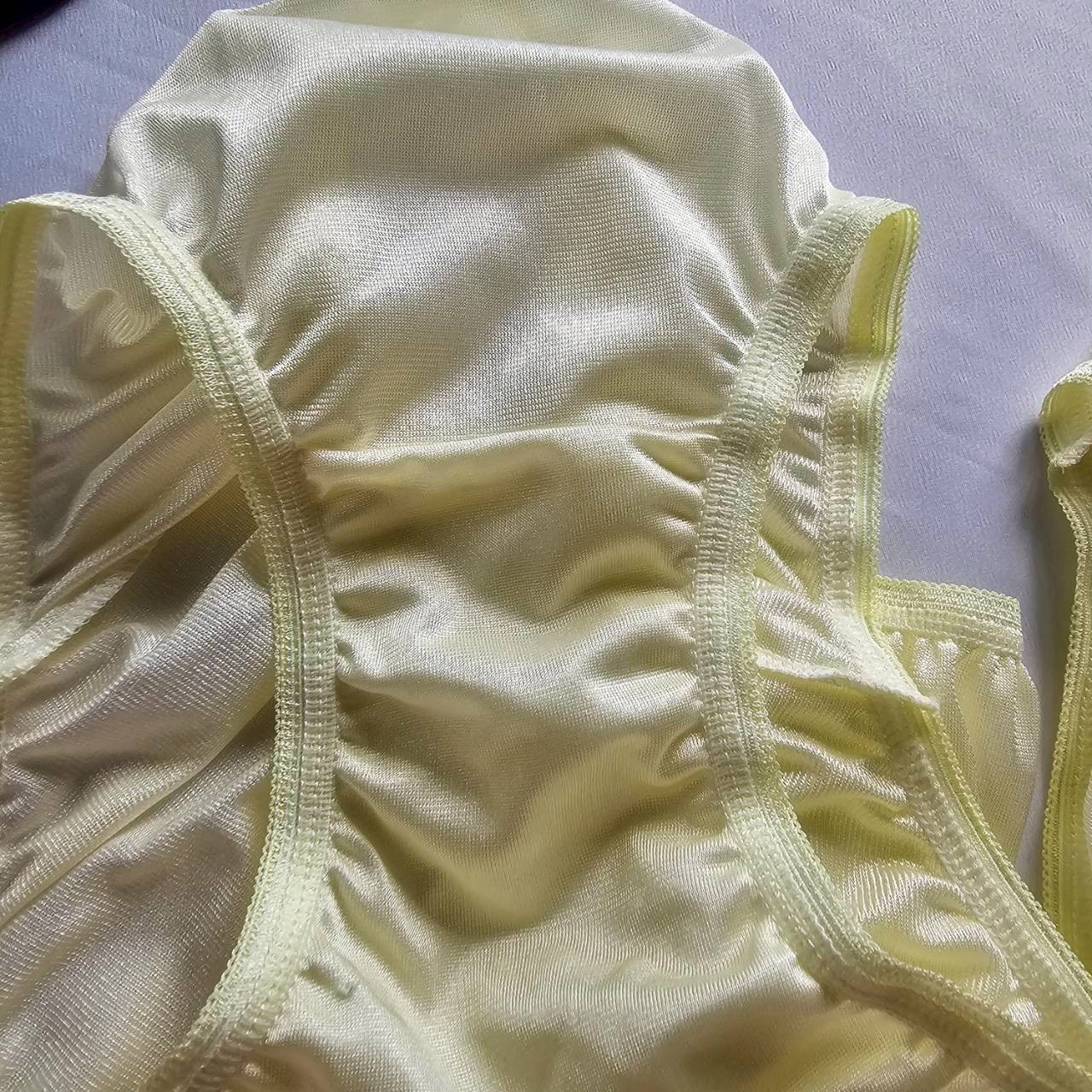 6pcs Yellow Bikini Panties Nylon Underwear Woman Briefs Soft Silky Hip 34″-38″ L