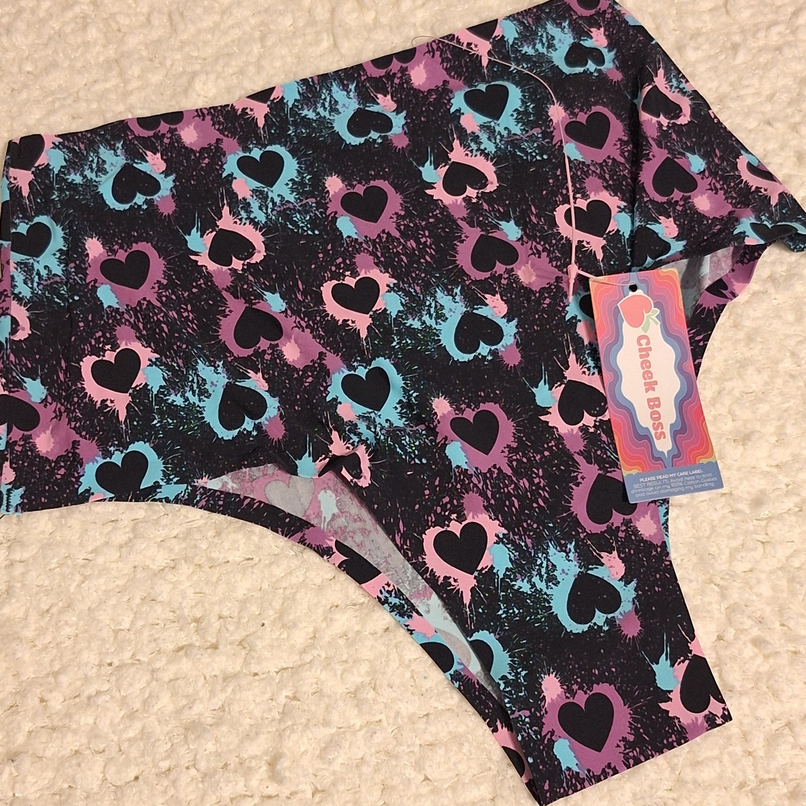 NWT Lot of 2 High Waisted Cheek Boss Womens Underwear Size M Panties Hearts