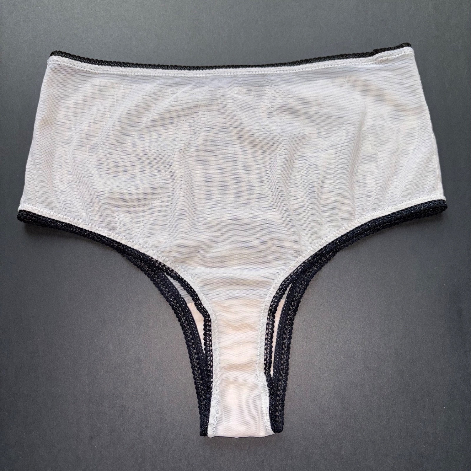 Vintage Lace Panties Thongs Black Nude Mesh Nylon Retro Underwear Lingerie XS S