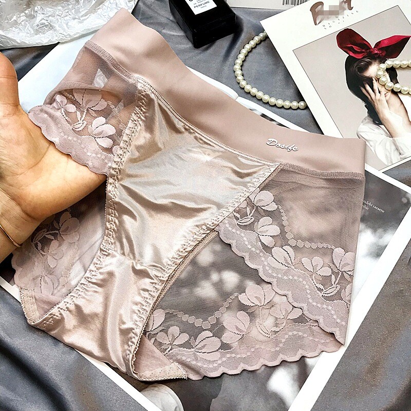1/6 Pack Lot Women Sexy Sheer Satin Panties Brief High Waist Underwear Lingeries