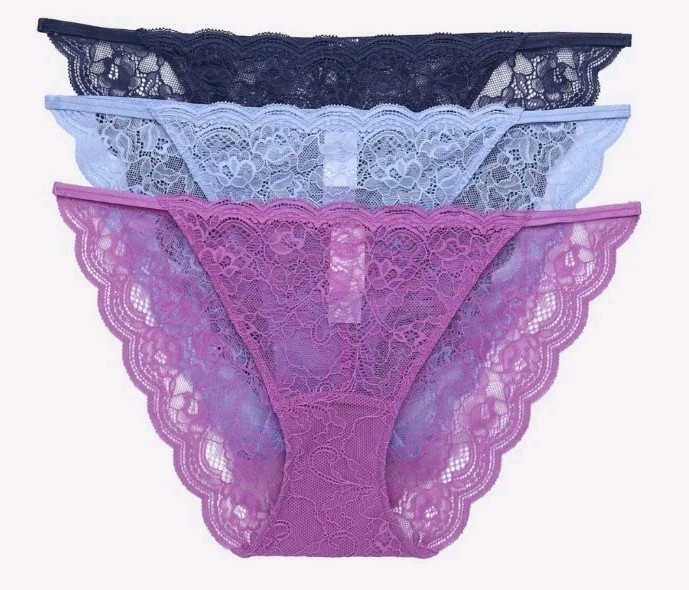 Joyspun Women’s XS 0-2 String Bikini Panties 3 PACK Scalloped Lace #10726