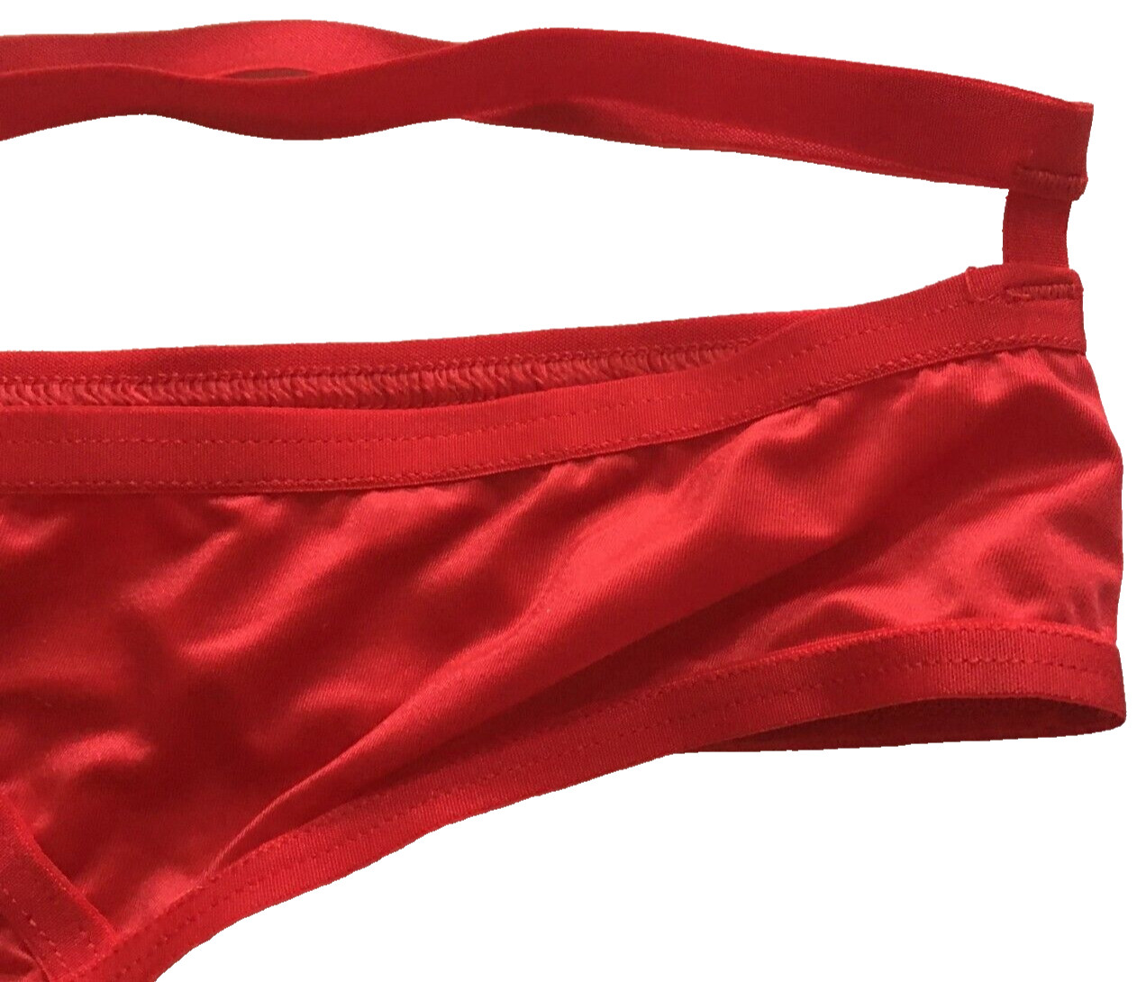 Victorias Secret Sexy Red Silky Strappy Cut-Outs Thong Panties M Metal Accents