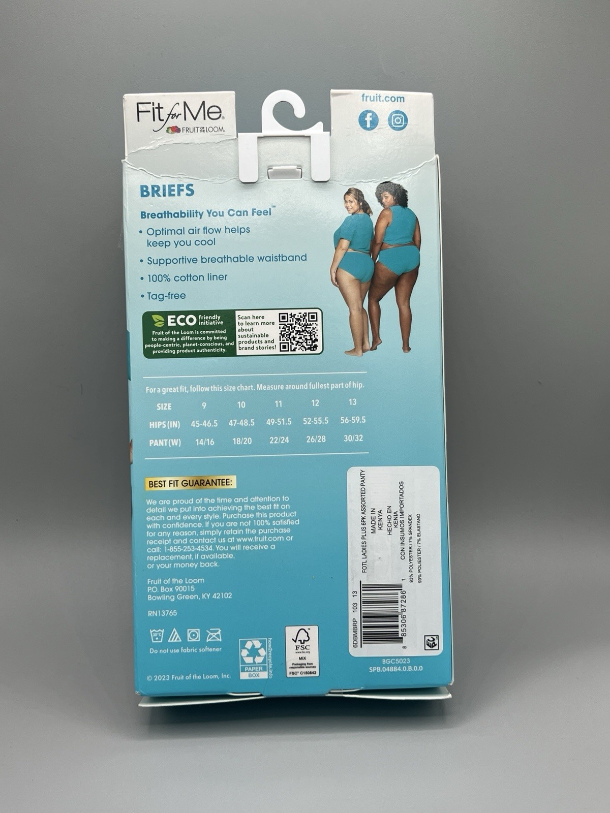 6-Pack FIT FOR ME Women’s Plus Size 13/5X Micro-Mesh Briefs Fruit of the Loom