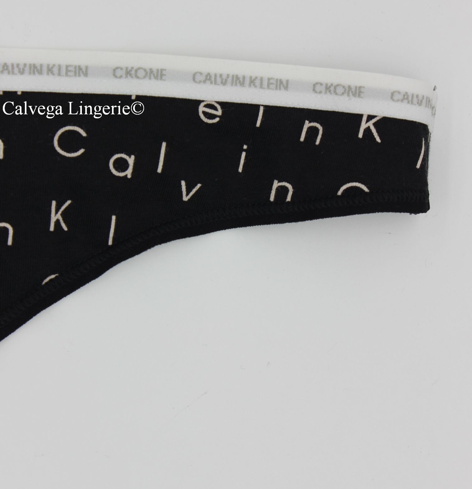 NWT Calvin Klein QD3783 “cK One” Mid-Rise Cotton Thong, Black w/Logo Print, XL