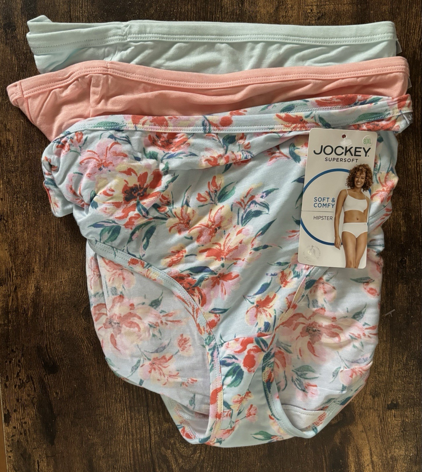 Women’s Jockey Size 8 X-Large Modal Stretch Supersoft Hipster Panty 3 Pack XL