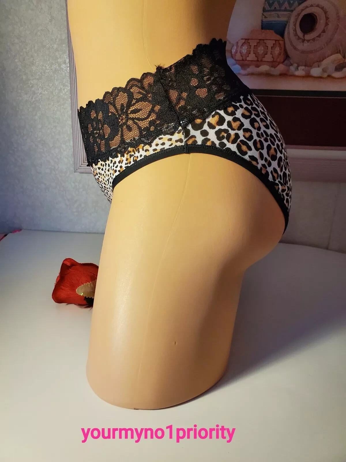 S Victoria’s Secret Supersoft stretch Cotton High Leg Brief Lace Panty Animal