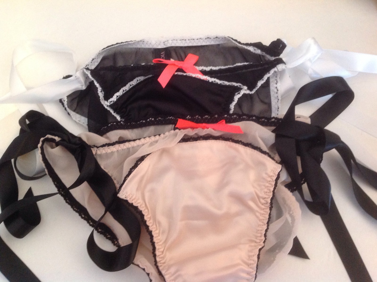 Victorias Secret/PINK Panty Thong Satin Bows Bling Lace SML NWT Asst