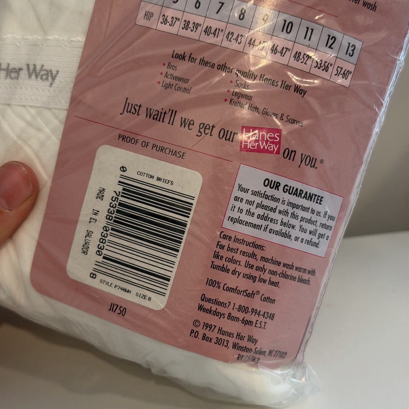 New Sealed NOS Hanes 7 Pairs Women’s Tagless Brief Size 8 White 1997