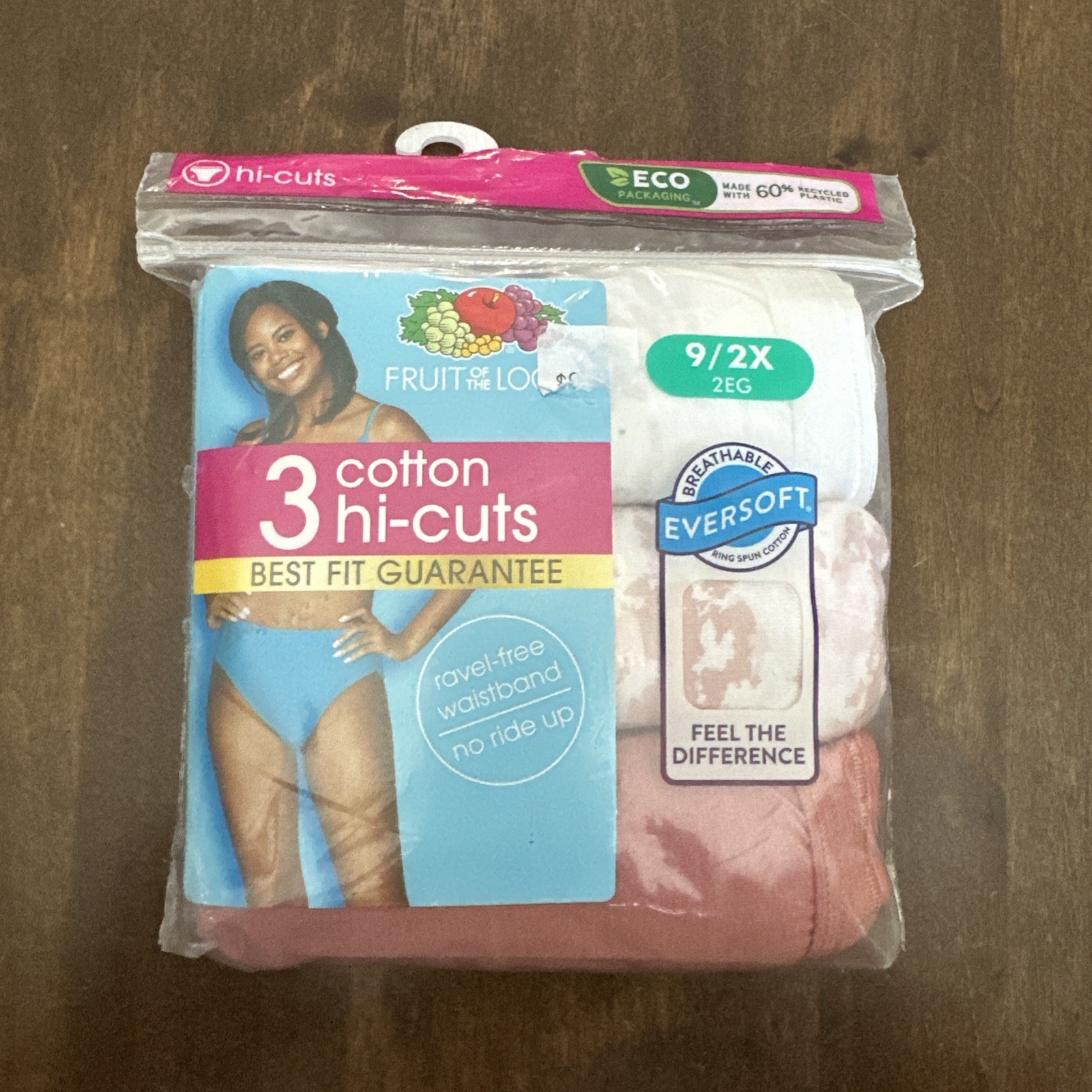 FRUIT OF THE LOOM WOMEN’S SIZE 9/2X 3 PAIR HI-CUTS UNDERWEAR ASSORTED