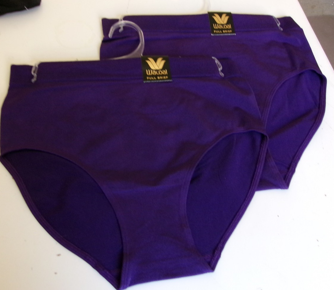 2 Wacoal Full Brief Panty Size Large Style 838175 Purple Indigo (599)