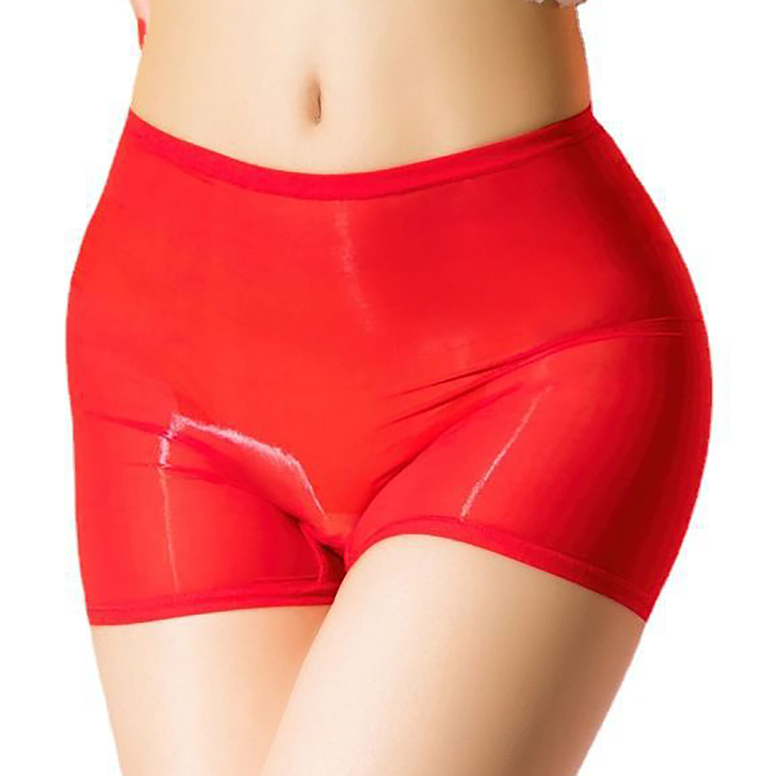 Glossy Sheer Panties Boxer Shorts Underwear Shiny Silky Briefs Lingerie Seamless