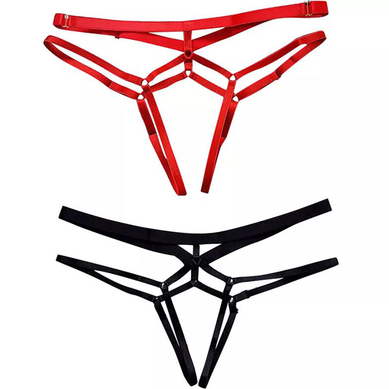 2 Pack Lot Womens Crotchless Panties T-Back G-String Lingerie Thong Underwear