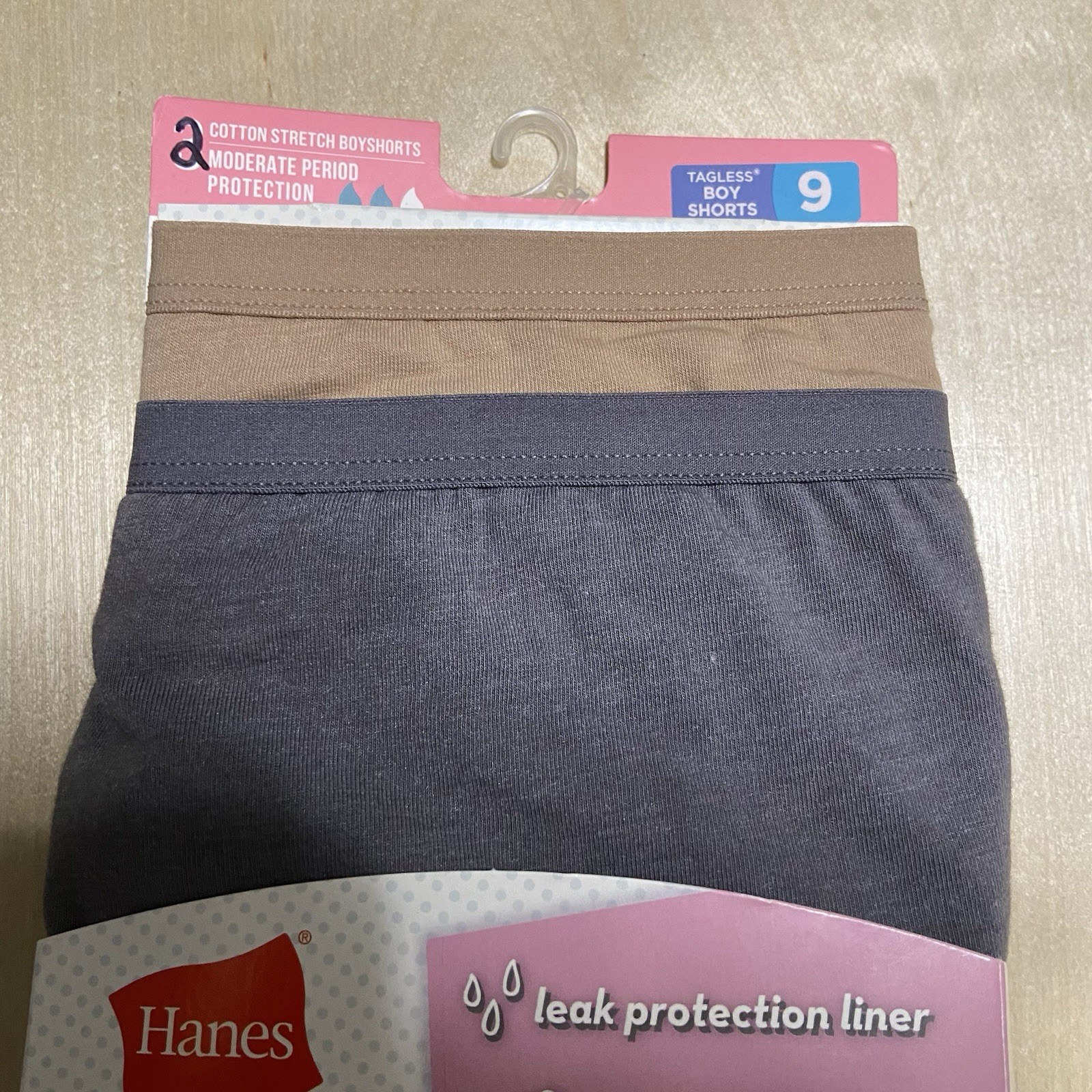 Hanes Women’s Size 9/2XL Moderate Period Protection Soft Boyshort Panties 2 Pack