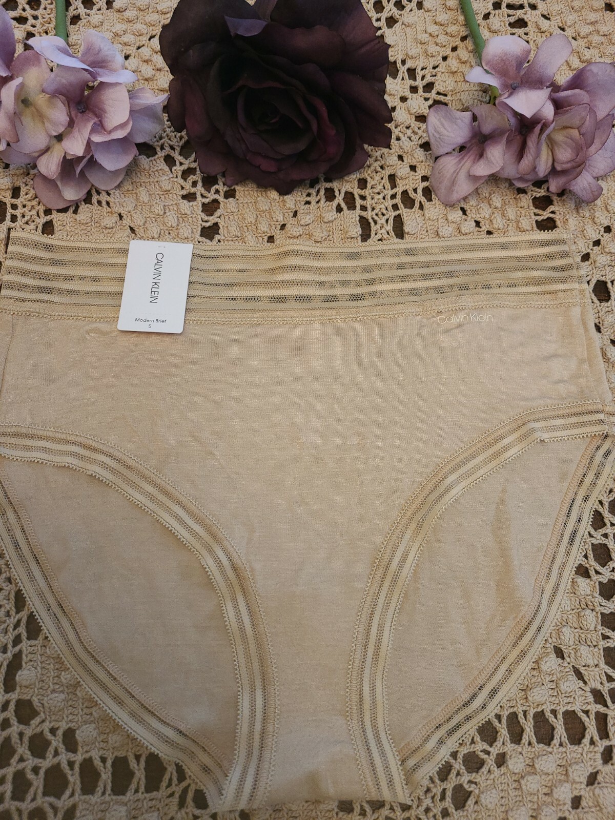 S/5 CALVIN KLEIN Logo SeXy Wide Lace Waistband Modal BRIEF Panty QD3868-830