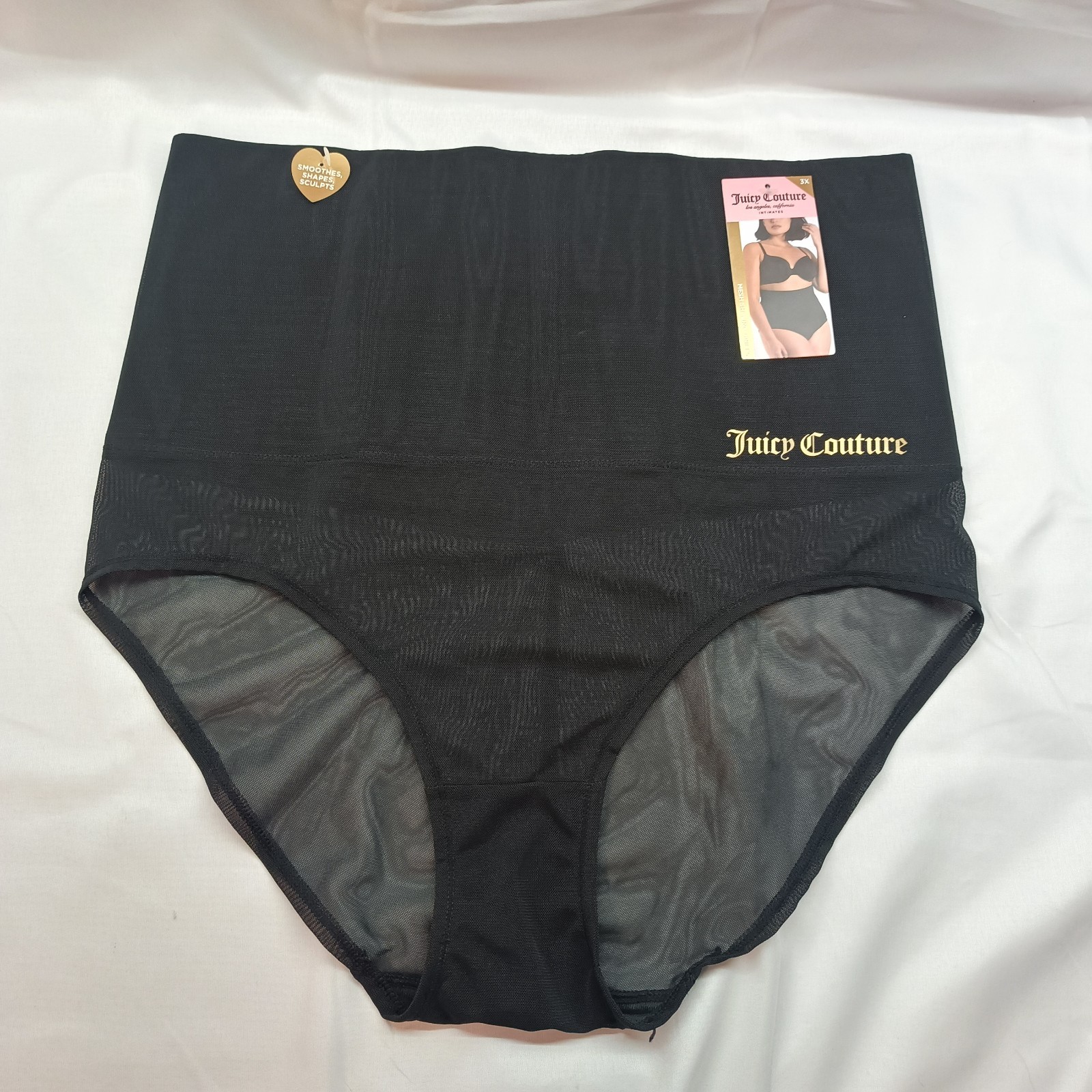 JUICY COUTURE JC7651 2PKA COMPRESSION WAIST MESH SHAPING BRIEF PANTIES 3X NWT