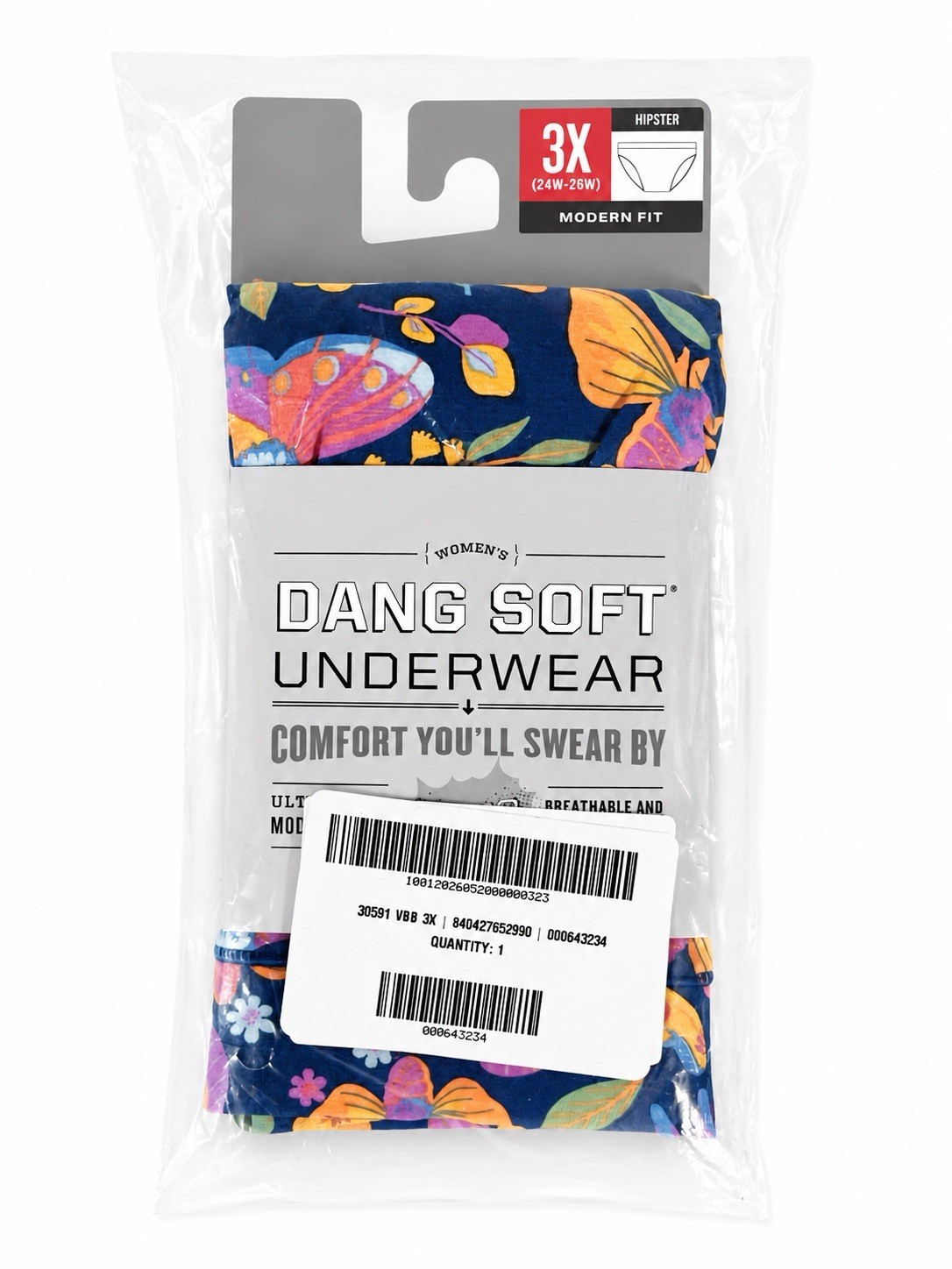 Duluth Women’s Dang Soft Underwear Modern Fit Hipster/Moth Print ~ Size 3X ~ New