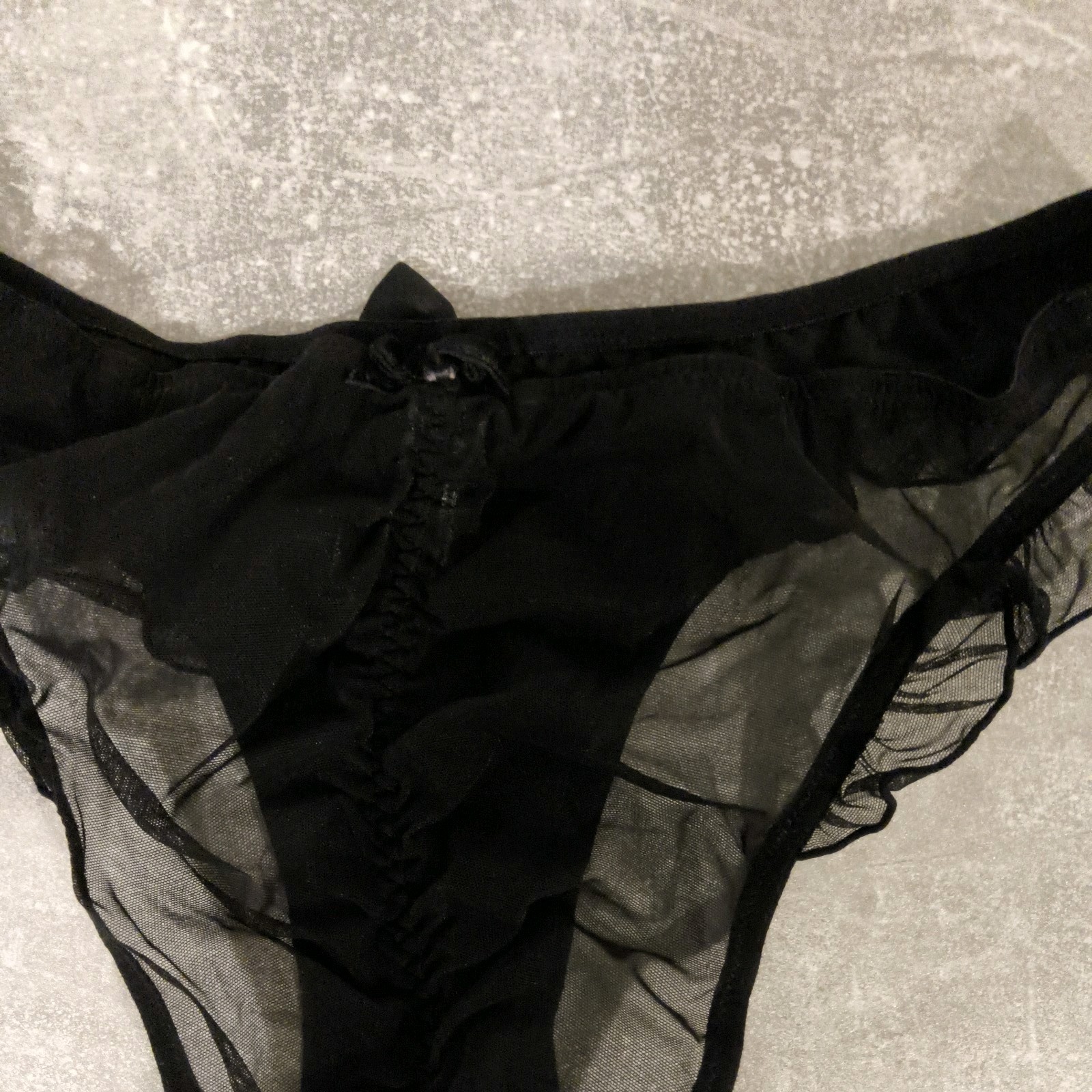 BNWOT Ann Summers Black Satin & Diamonte Trinket Ruffled Briefs Size 8-10