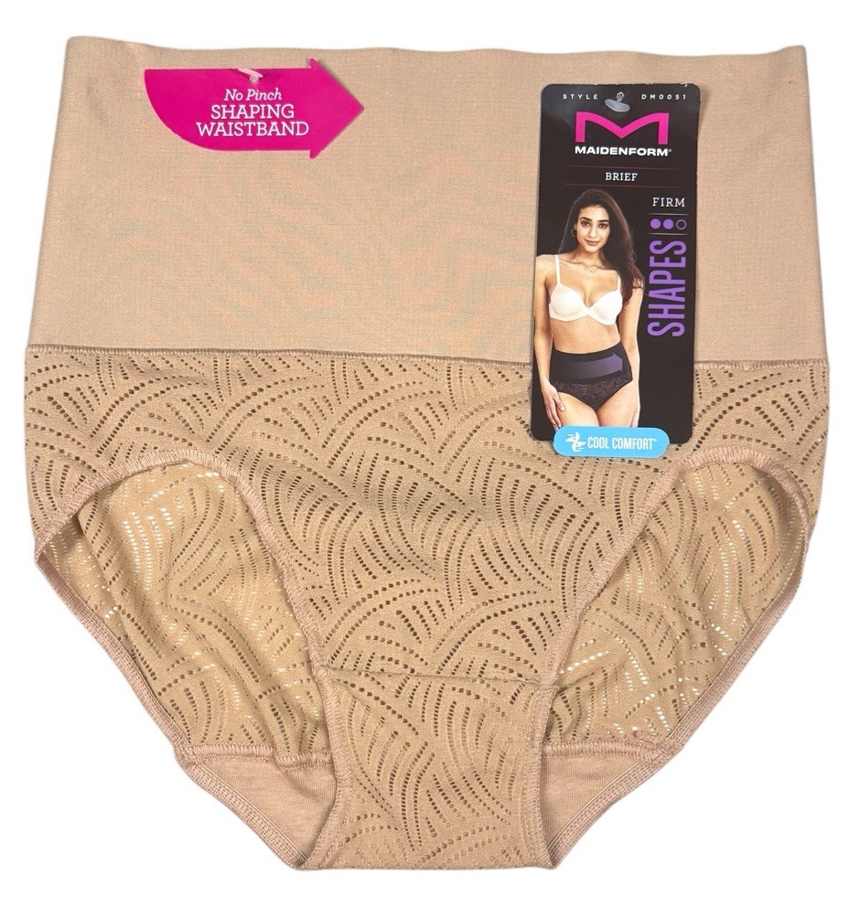 MAIDENFORM Women Size L Shapewear Brief Tame Your Tummy FIRM Control Panty Beige