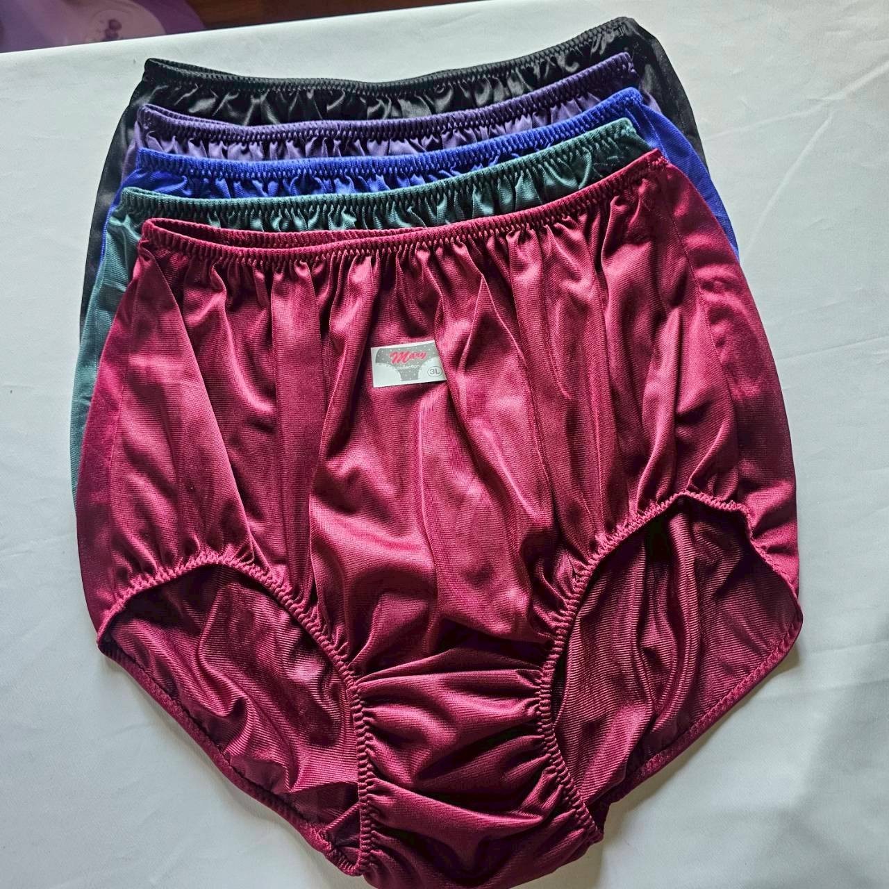 12 Plus Underwear Granny panties Nylon Woman Man Briefs Soft Silky Waist 44″-48″