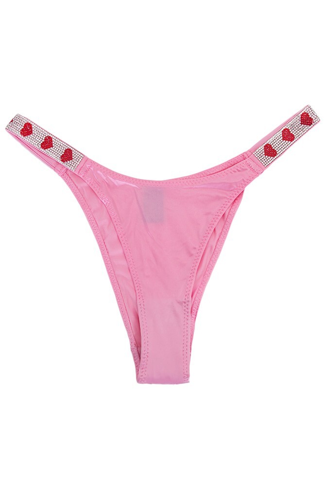 Jennifer 12pcs Assorted Sexy Color Mixed Heart Rhinestone String Band Trim Panty