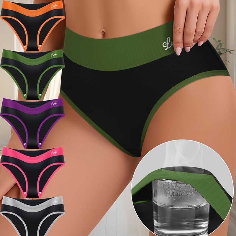 3 Pack Mid Rise Colorblock Thong Panties – Breathable Milk Silk Comfort S-2XL