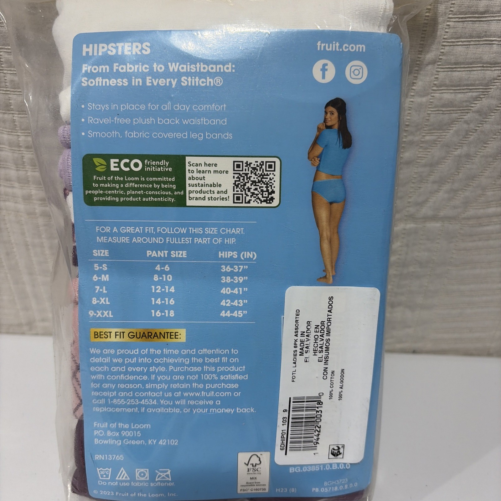 Fruit Of The Loom Woman’s Hipster Panties Size 9/2XL Pant Size 16-18 New