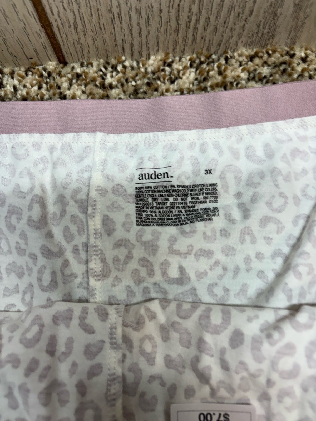 Auden Multi-Color Cotton Blend Boyshort Panty. Size: 3X (24-26).
