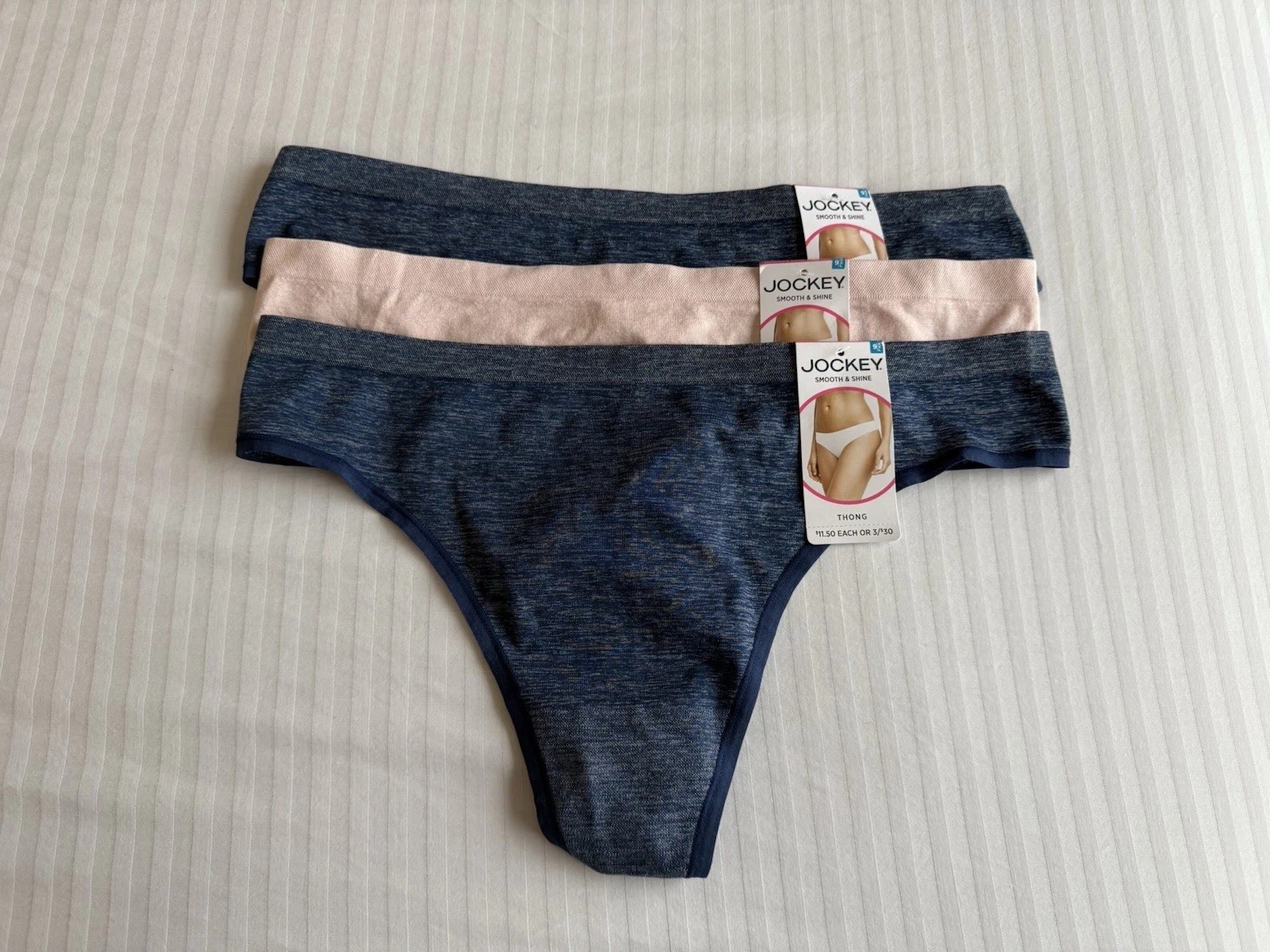 JOCKEY~9 / XXL Just Past Midnight Heather & Pink Smooth & Shine Seamless Thong