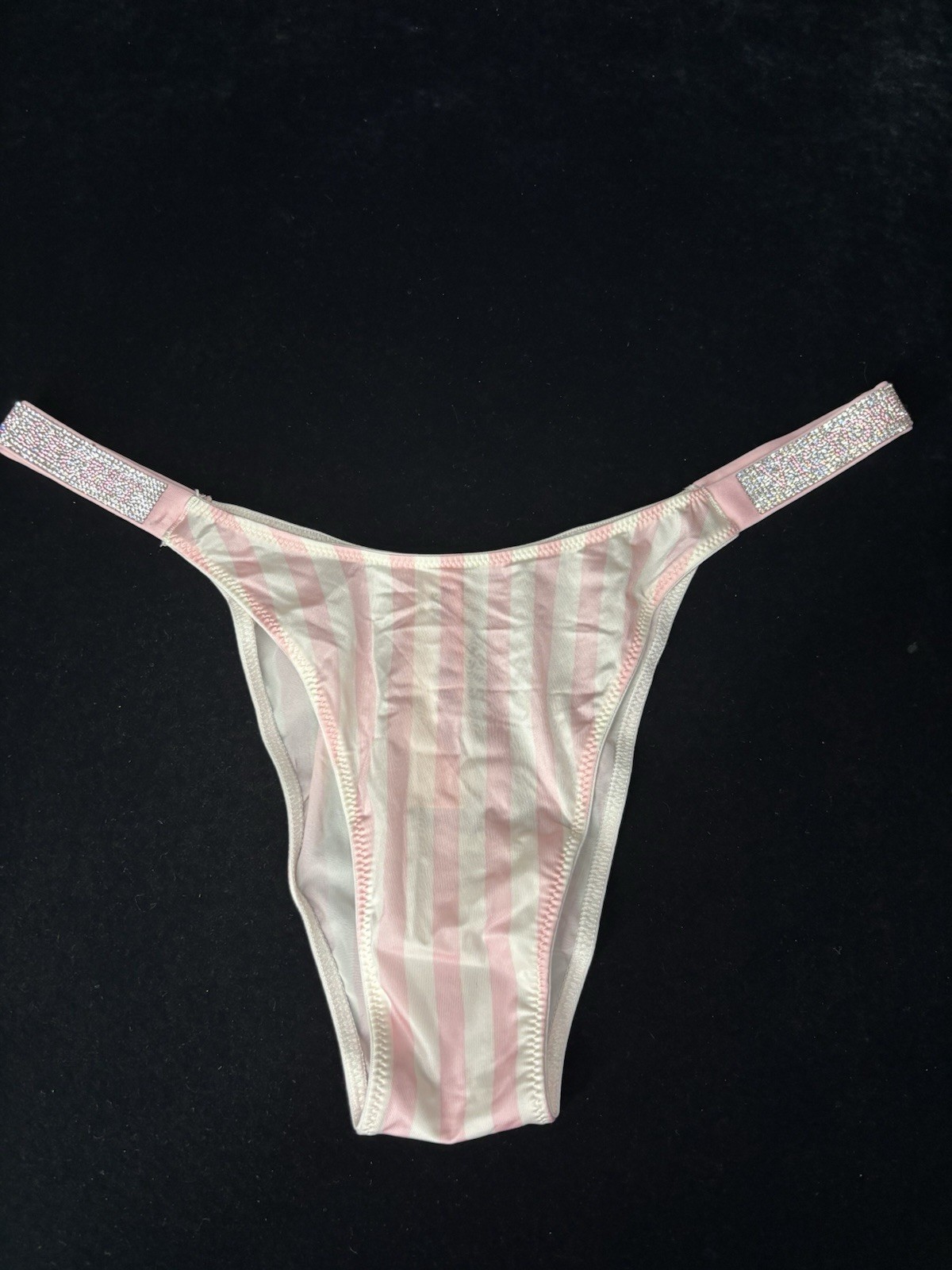 Victoria’s Secret Satin Shine Bling Pink Stripes Size L NWT