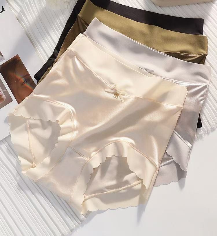 5 Pack Seamless Satin Ice Silk Bikini Antibacterial Gusset Tummy Control Panties