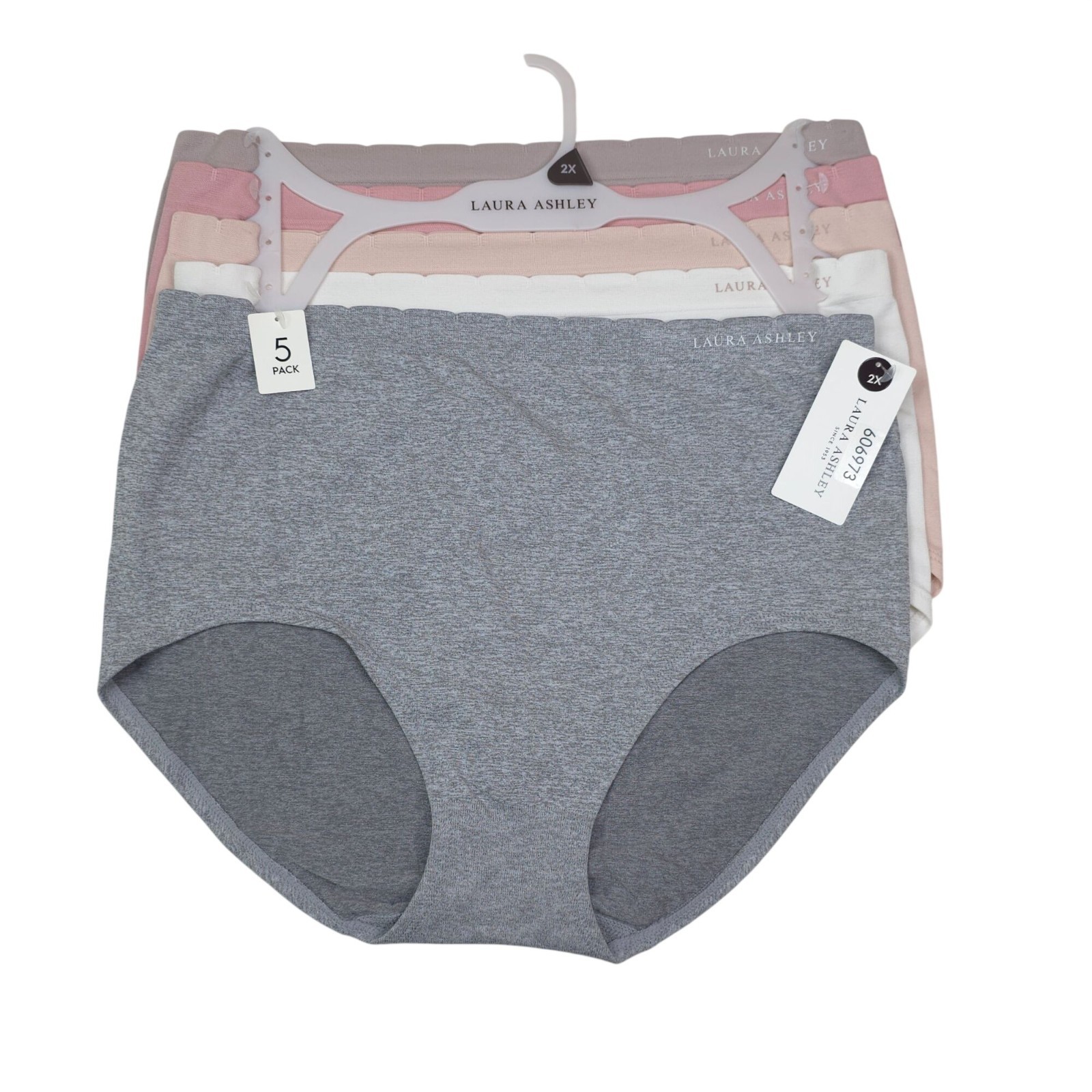Laura Ashley Womens 5-Pack High-Waist Briefs Panties Size 2X Nylon Spandex