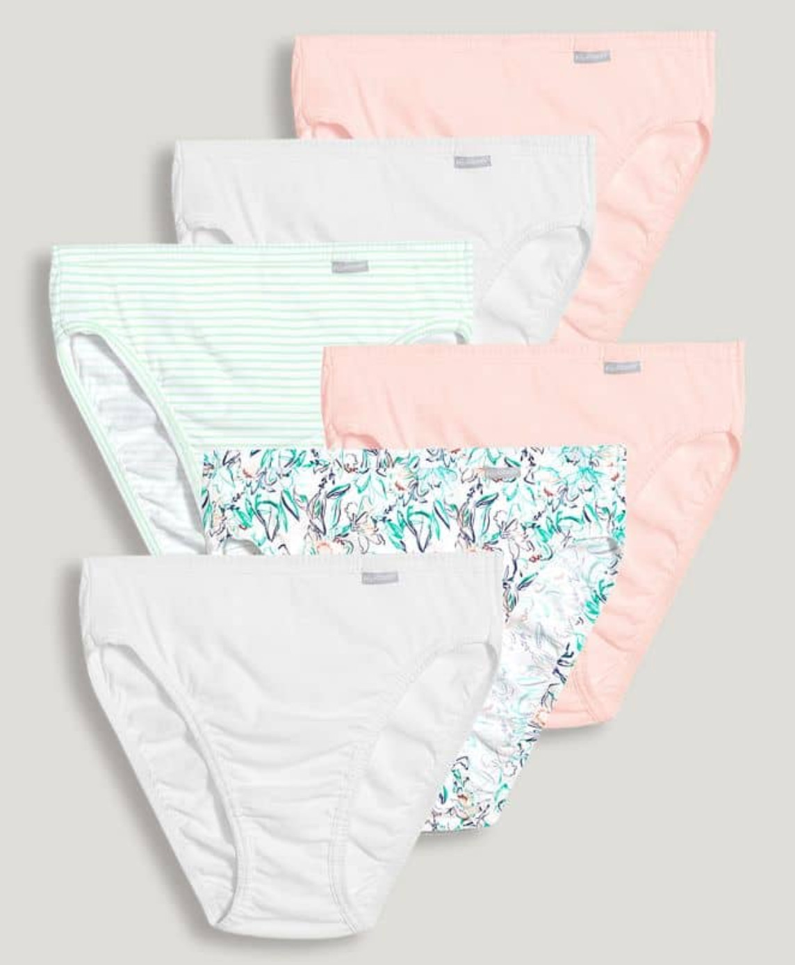 Women Jockey 6-Pack French Cut (White-Floral-Peach) Cotton Comfort Underwear
