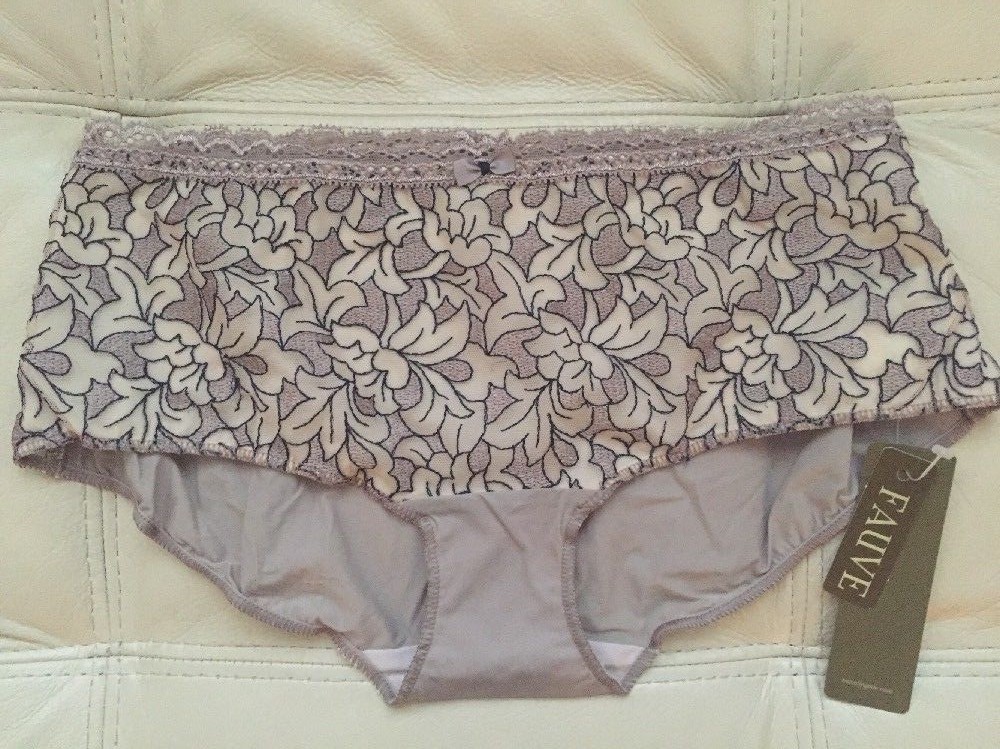 NWT $56 Fauve Lavinia Boyshort Panty Taupe Embroidery Size Small Style#0396