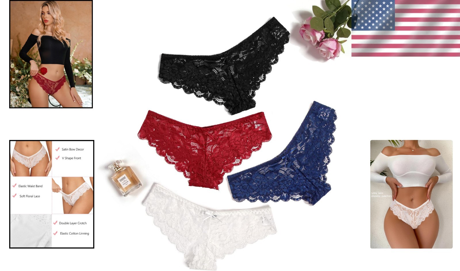 4-Pack Sexy Floral Hipster Panties