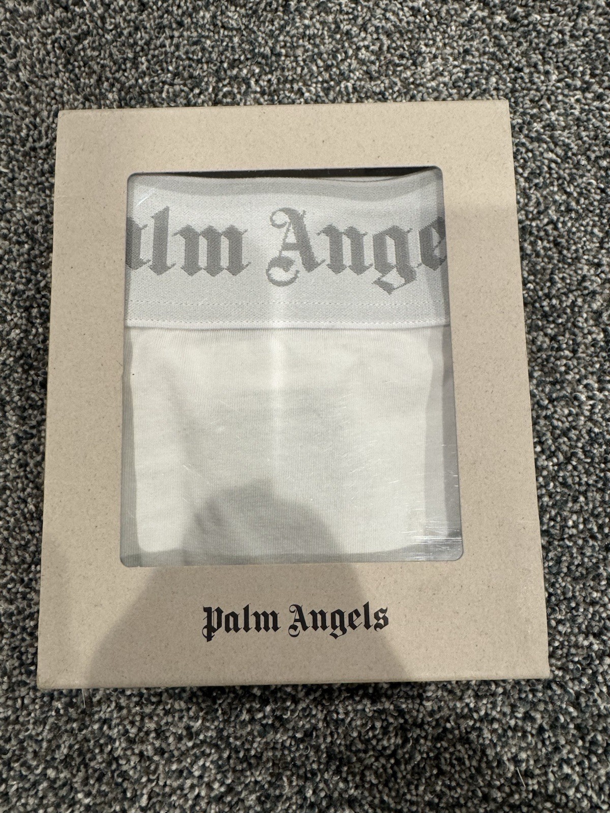 Palm Angels Logo Waistband Stretch Thong Panties White L PWUF002F23FAB0010101