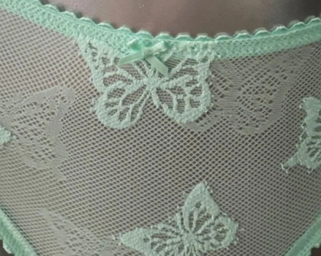 L Green Butterfly Futter Ruffle Edge Mesh VSexy Cheeky Victorias Secret Pantie