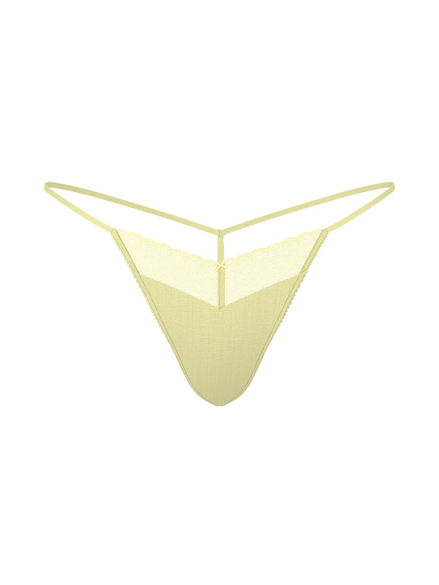 Victoria’s Secret Stretch Pointelle V-String Thong Size L Lemonade Yellow NWT