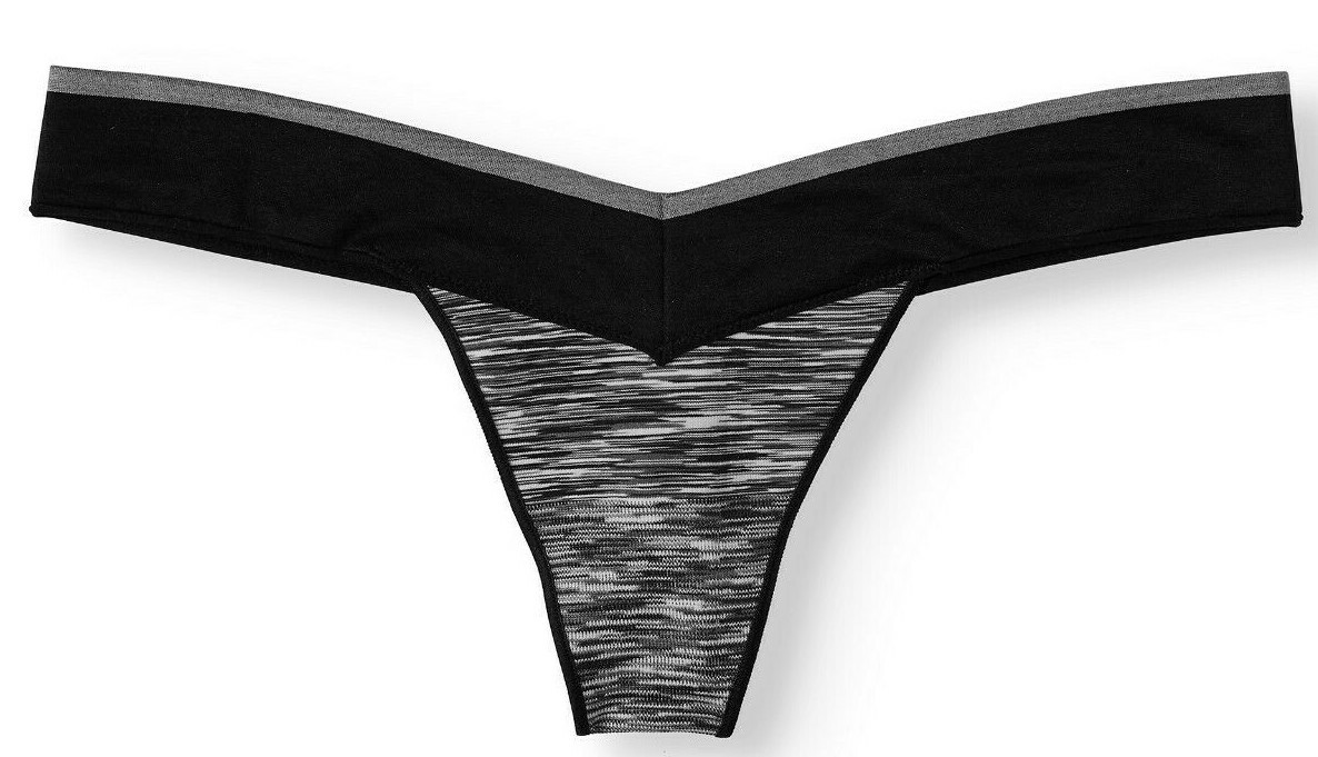 No Boundaries Women’s Seamless V-Thong Panties Size X-LARGE (8) Black Space Dye
