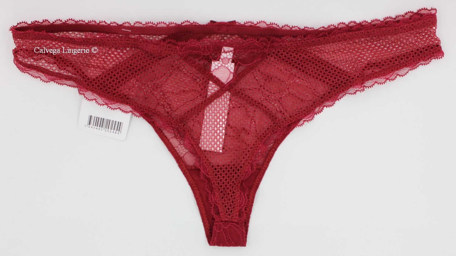 NWT Chantelle C16F90 “Tailor” Low Rise Lace Tanga Panty, Dark Red (030), XS