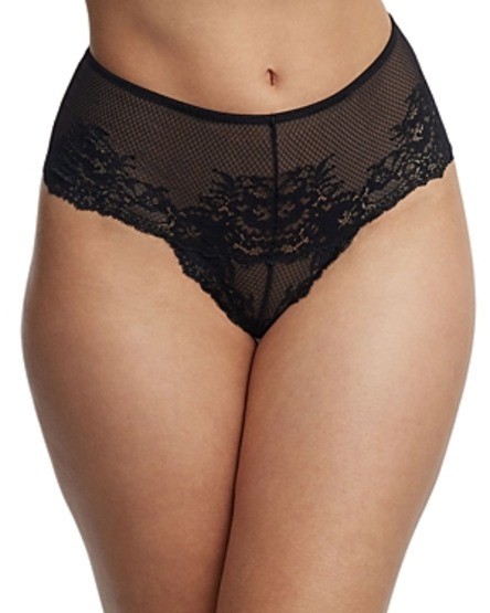Skarlett Blue Flaunt High Rise Thong Women’s XS Black Scalloped Trim Pull-On