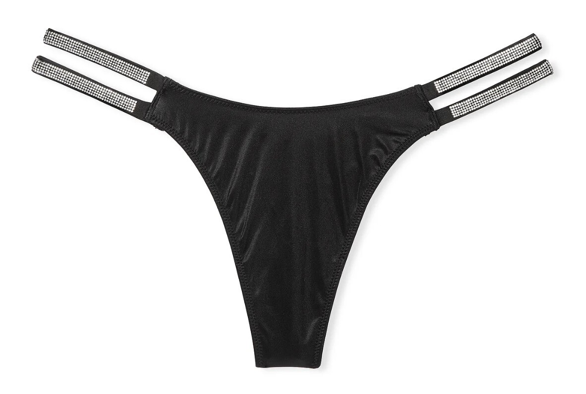 Victoria’s Secret Black Very Sexy Double Shine Strap Thong Panty L, M, S #D3-1