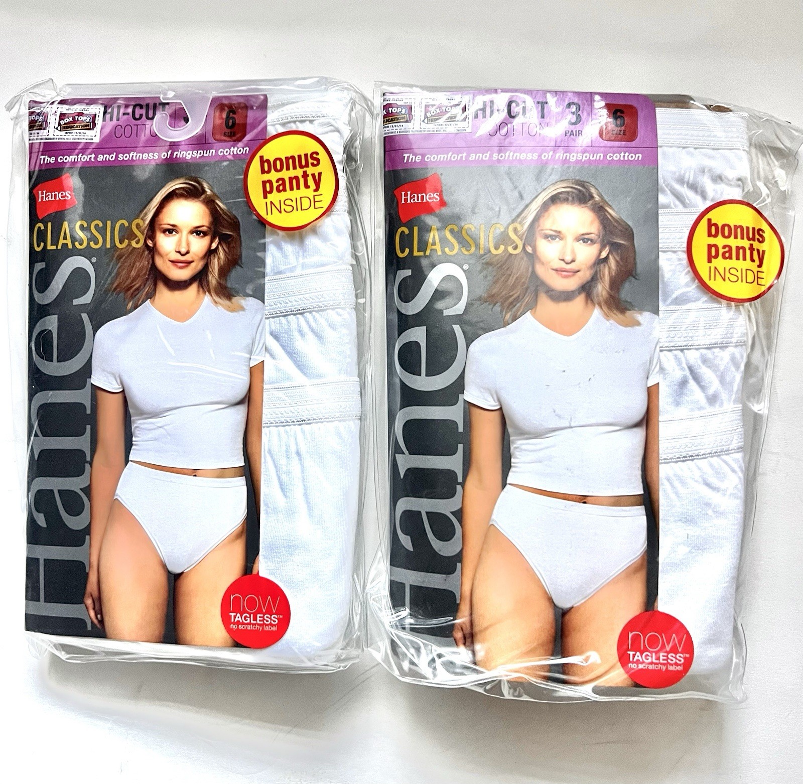 Hanes Classics Women’s Panties 8 Pair Hi Cut Cotton White Underwear Size 6