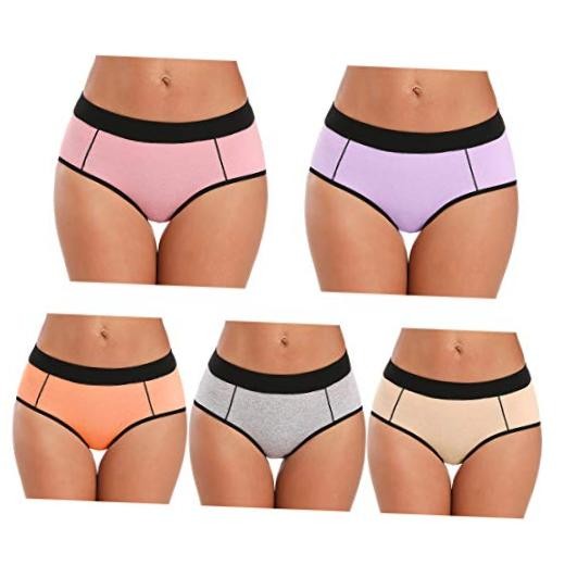 Women’s Cotton Stretch Underwear Ladies Mid-high 3X-Large Multicolored-5pack