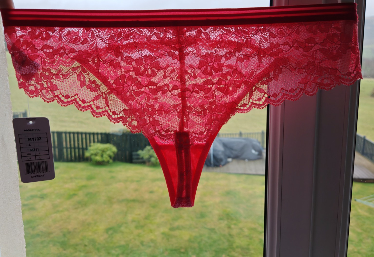 Freya Offbeat Bright Pink Lacey Brazilian Brief Size Large Or UK 14