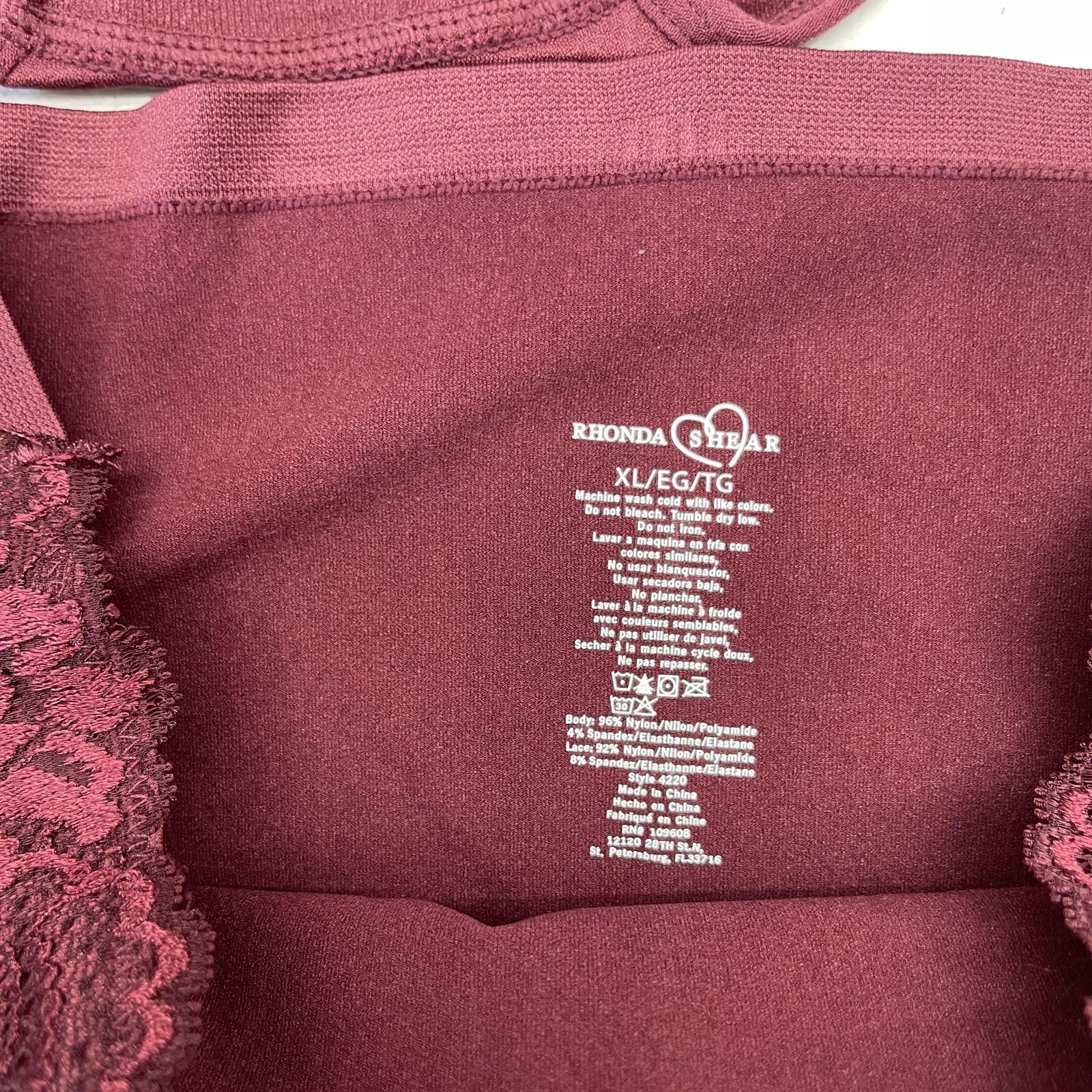 Rhonda Shear Brief Panties Womens XL Multicolor Lace High Waist 4 Pack Sheer