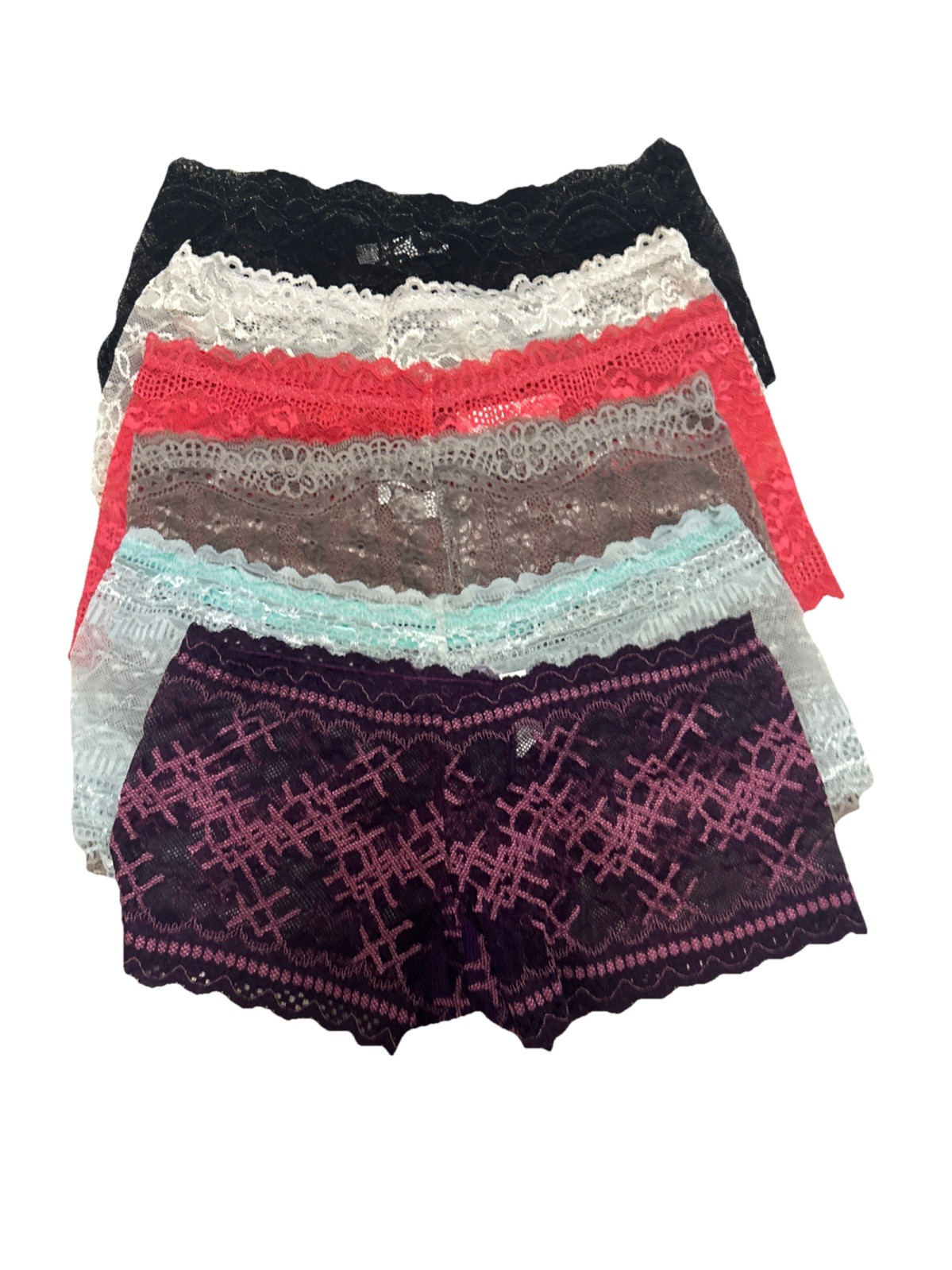 Chuns 6 Pck Women’s Lace Boy Short Panties Multi Color One Size Fits S, XS